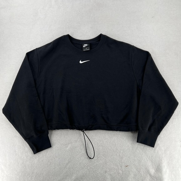 Nike Sportswear Sweatshirt Women's Black Swoosh Cropped Pullover Logo Sz 3X - Picture 1 of 7